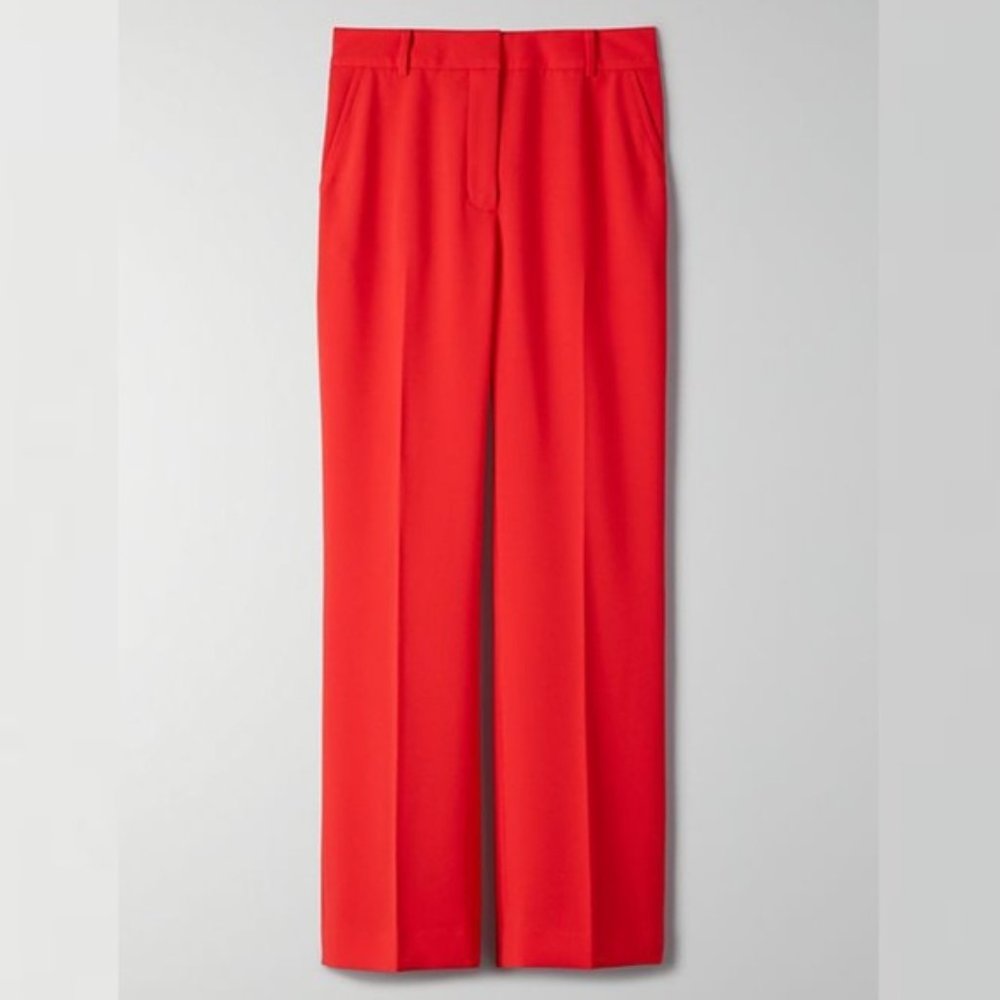 Aritzia High Rise Flare Trousers Clover Pant Red 2